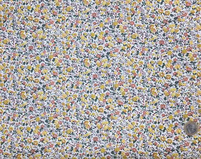 High quality cotton poplin, mustard floral print