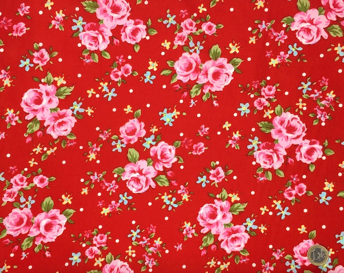 High quality cotton poplin printed in Japan, roses