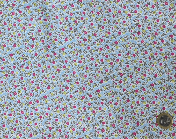 High quality cotton poplin dyed in Japan with vintage flowers