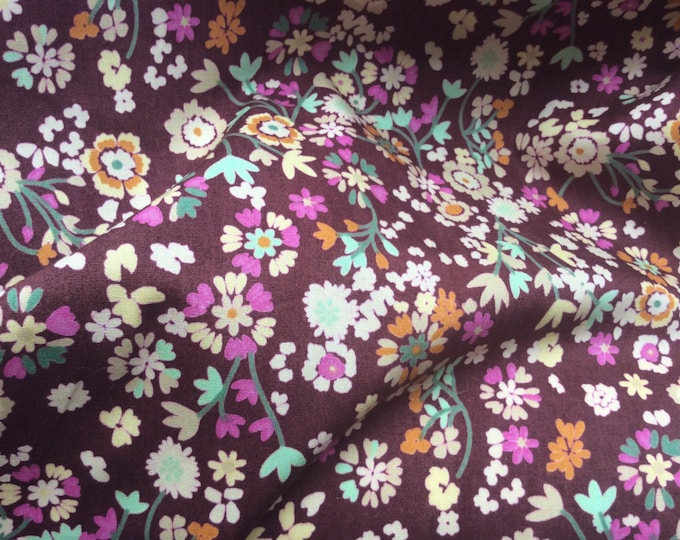 High quality cotton poplin dyed in Japan with Floral print, brown