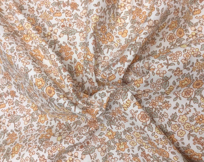 High quality cotton poplin, floral print on orange