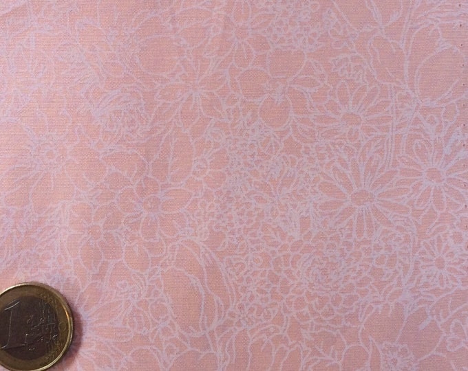 High quality cotton poplin, white floral print on pink