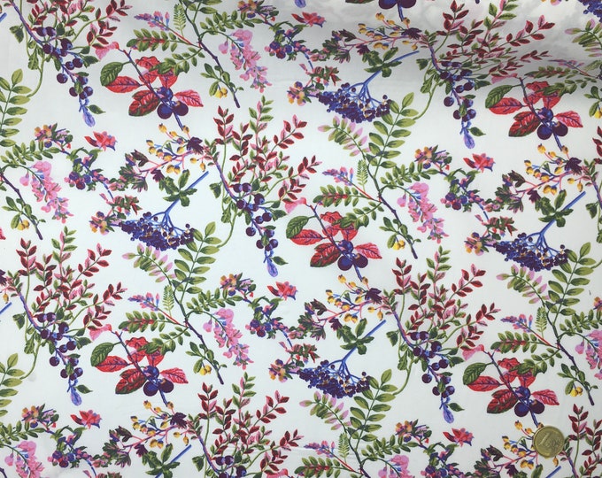 High quality cotton poplin, digital floral print on white