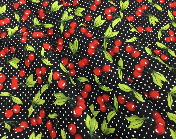 High quality cotton poplin. Cherries on black