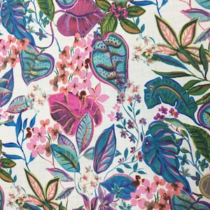Tela de césped Pima inglés, estampado Jardín del Edén