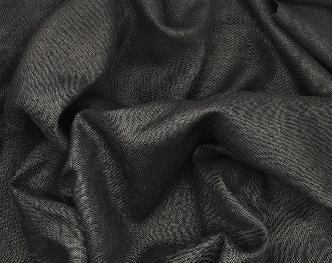 Heavy, washed linen, perfect for clothing and home accessories, black