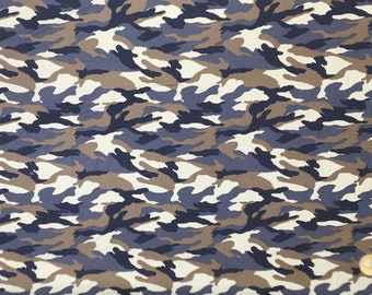 Popeline de coton oekotex, imprimé camouflage gris