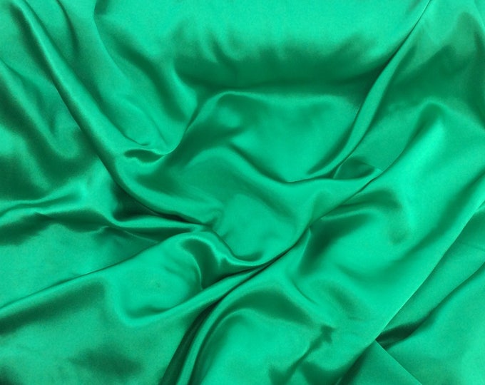 High quality silky satin, very close to genuine silk satin. Christmas Green No28