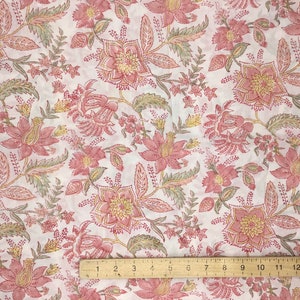 Tejido voile de algodón estampado a mano en la India. Jaipur rosa antiguo imagen 6