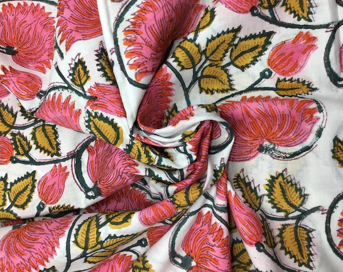 Indian block printed cotton voile, hand made. Jaipur Taj Mahal