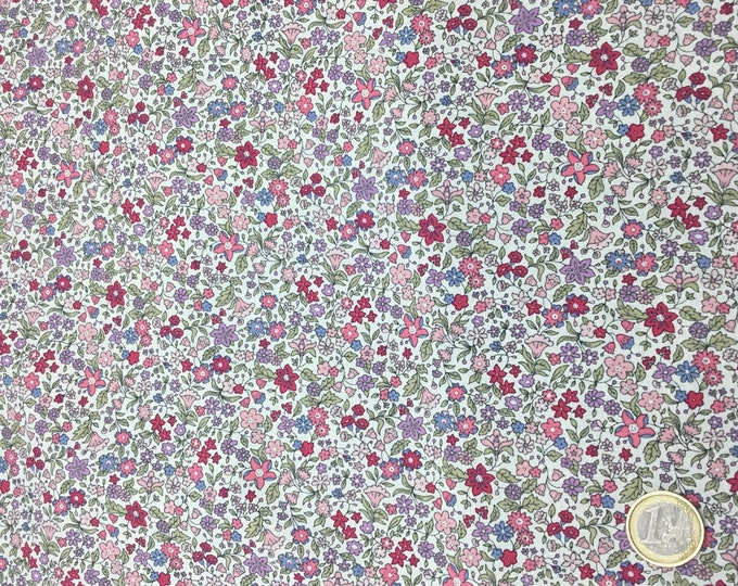 English Pima lawn cotton fabric, pink flowers