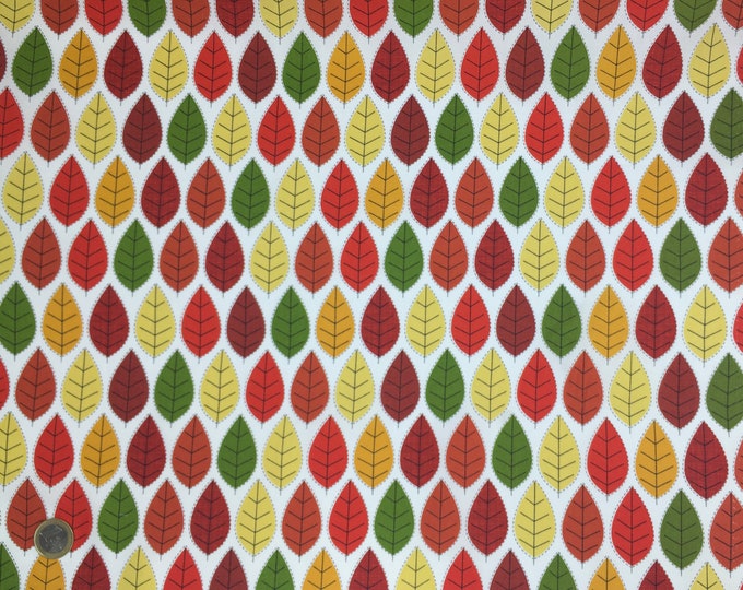 oekotex certified cotton poplin, with autumn leaves