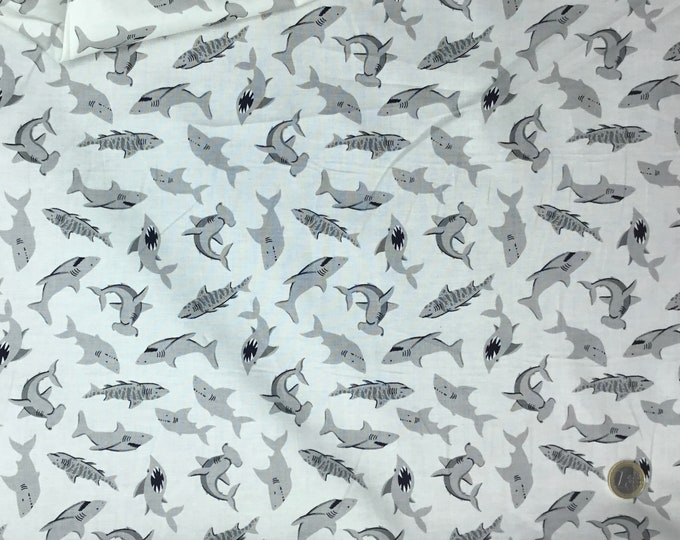 High quality moda cotton poplin, Sharks by Riley Blake