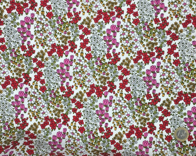 High quality cotton poplin, floral print on white