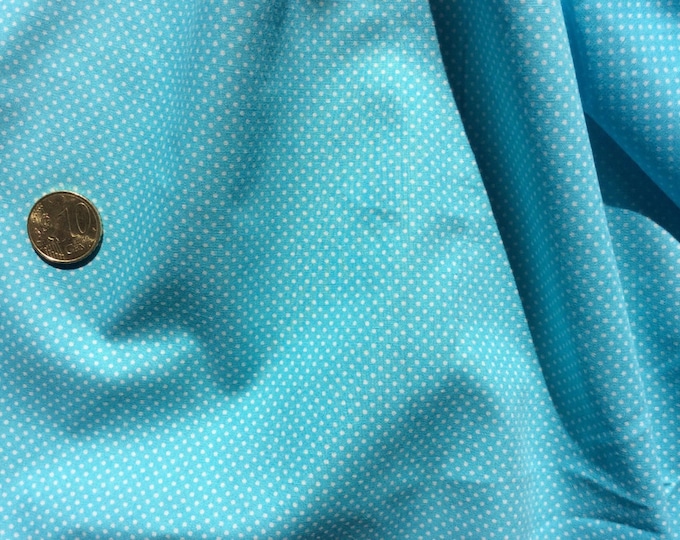 High quality cotton poplin dyed in Japan with 2mm polka dots, "sky blue"