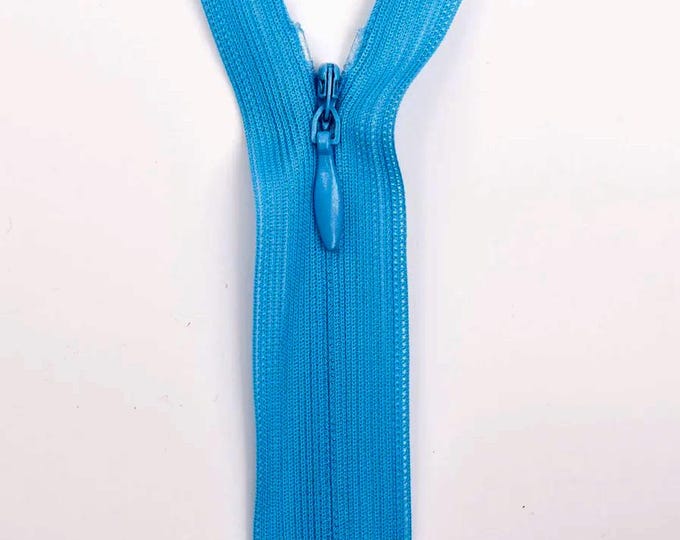 Invisible, concealed nylon coil zipper, 60cm (24"), light turquoise