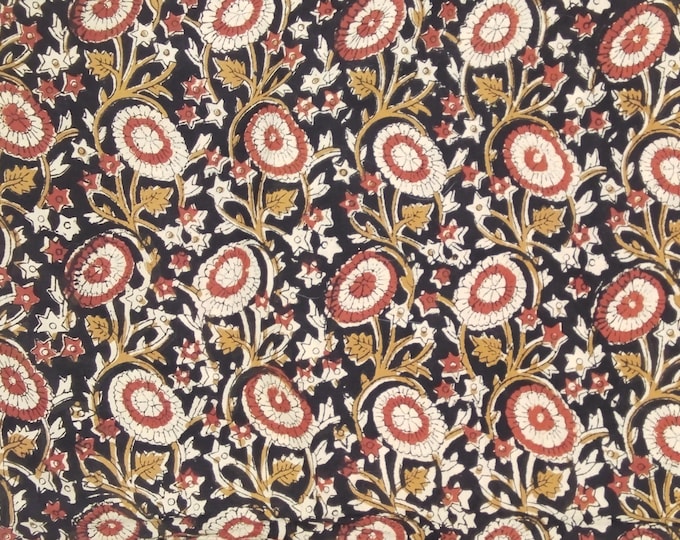 Indian block printed cotton muslin, hand made. Black and brown Jaipur blockprint