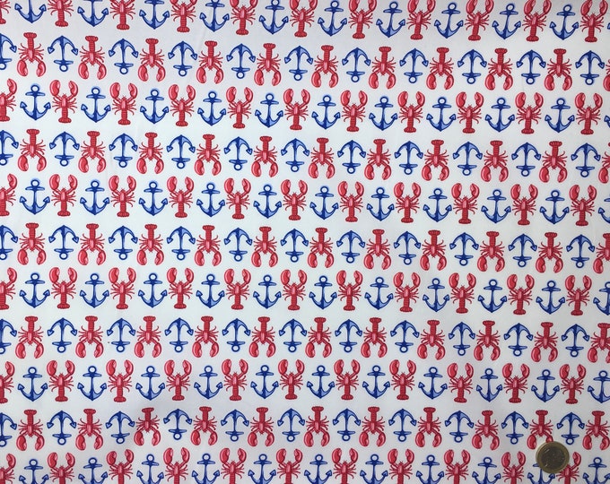 High quality cotton poplin, lobster and anchor print