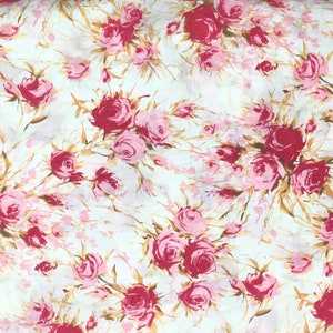 English Pima lawn cotton fabric, aquarelle roses