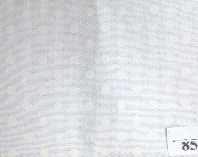 High quality cotton poplin, white polka dots on white no85