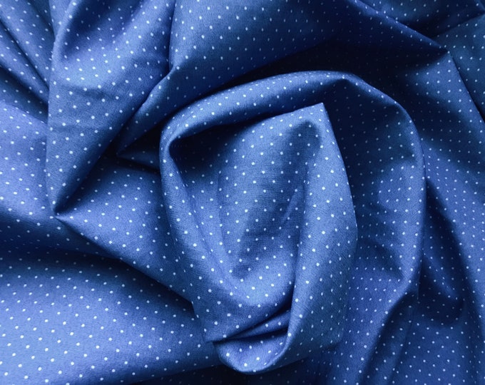 High quality cotton poplin, 1mm polka dots on storm blue nr9