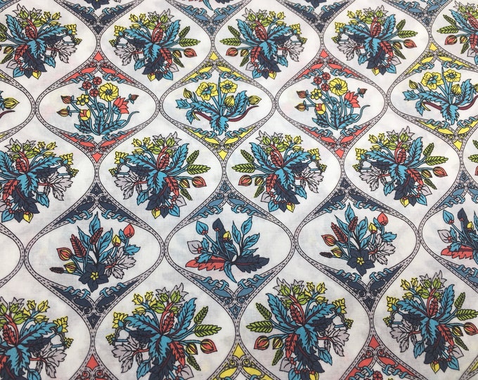 London lawn cotton fabric, priced per 25cm, Marrakech on white