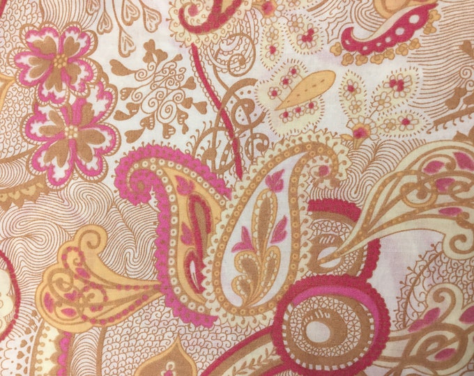 English Pima lawn cotton fabric. Paisley pink