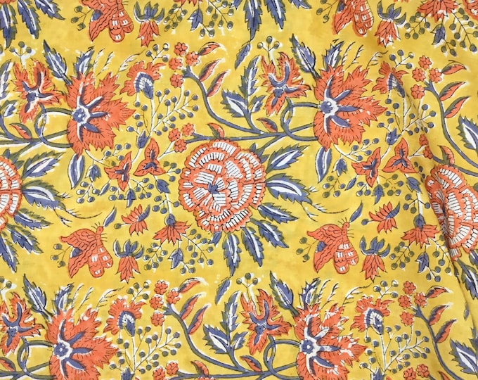 Indian block printed cotton muslin, hand made. Sun Jaipur block print