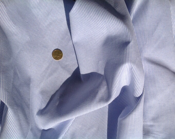 High quality polycotton poplin, woven stripes. Blue no6