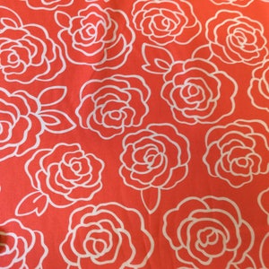 High quality cotton poplin, retro roses print on coral