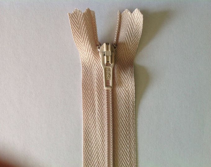 Nylon coil zippers, 20cm (8"), cream or ivory