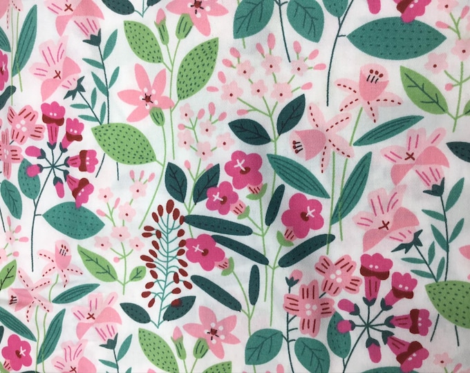 High quality cotton poplin, vintage floral print. Large width