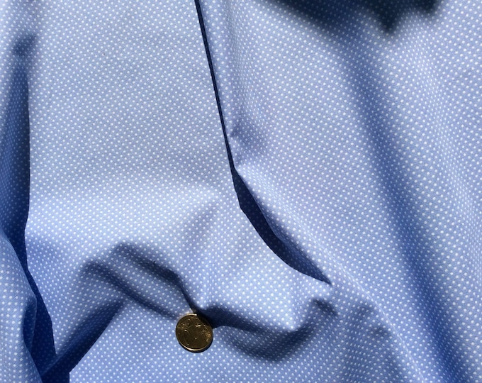 High quality cotton poplin, baby blue polka dots
