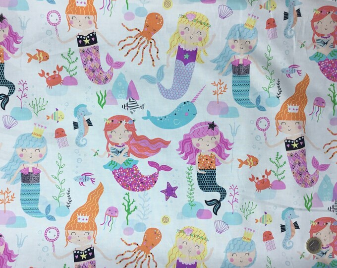 High quality moda cotton poplin, mermaids by Brothers and Sisters