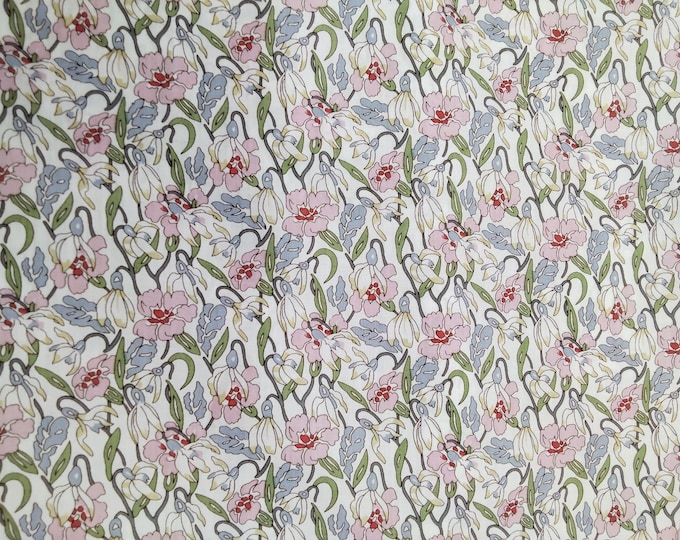 William Morris:  english Pima lawn fabric, pink floral foliage print