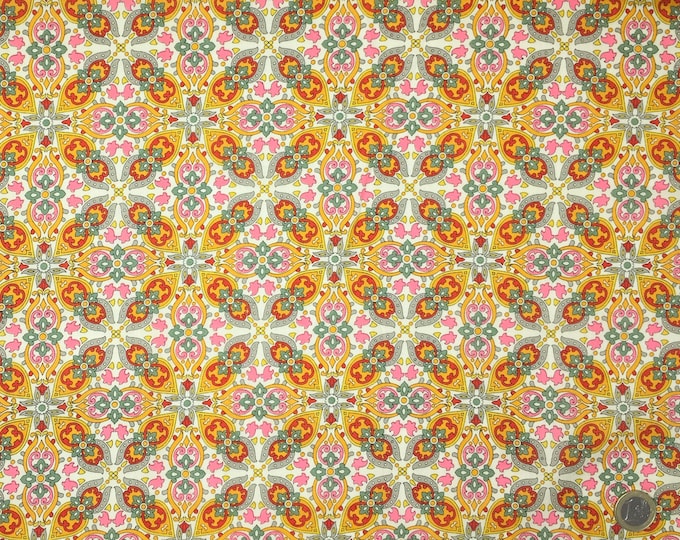 London lawn cotton fabric, priced per 25cm, yellow Folklore