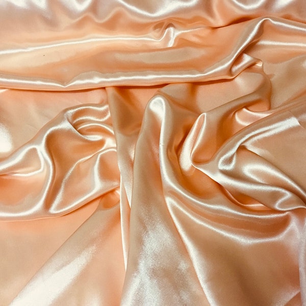 High quality silky satin, backed crepe. Peach No55