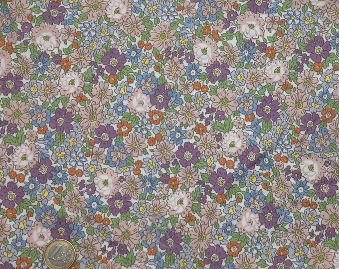 High quality cotton poplin dyed in Japan with lilac floral print