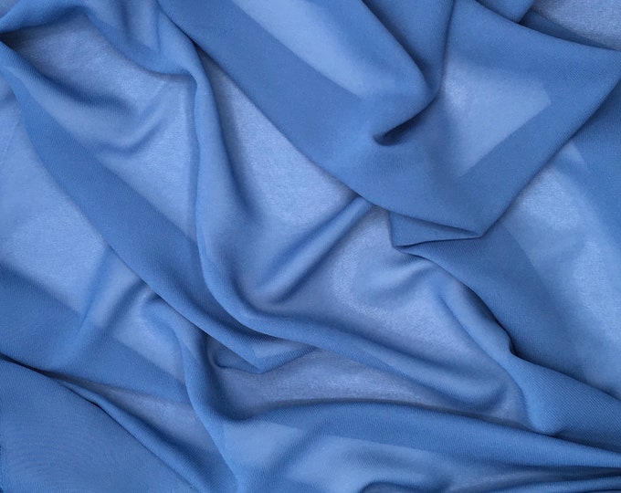 High quality Faux Silk Chiffon. Storm blue N31