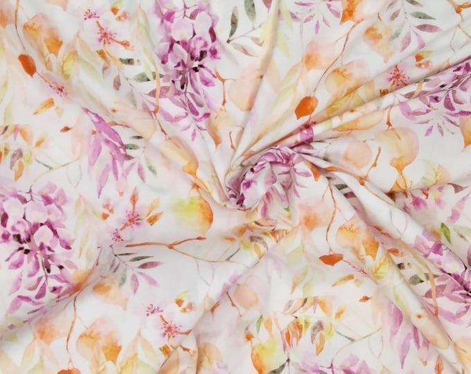 William Morris:  bleached english Pima lawn fabric, aquarelle flowers