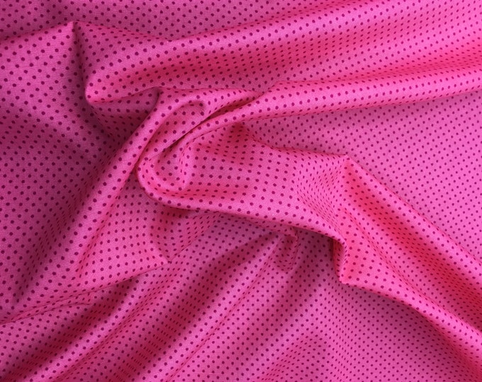 High quality cotton poplin. Red polka dots on hot pink ,nr34