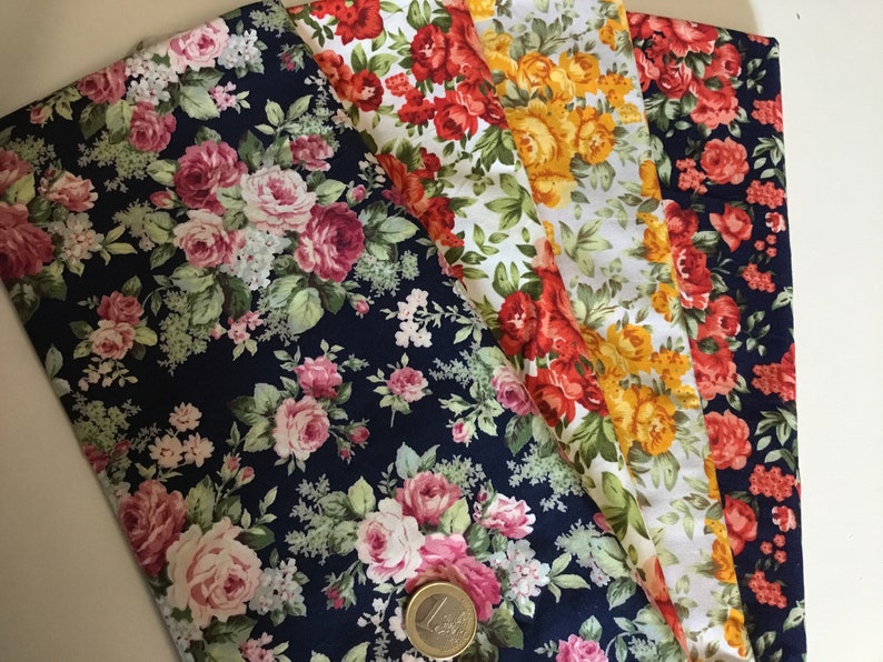 Total 1m 4pc, 25cm1m12 floral cotton poplin image 1