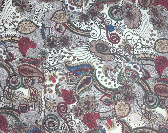 English Pima lawn cotton fabric, priced per 25cm. Paisley, Sirocco