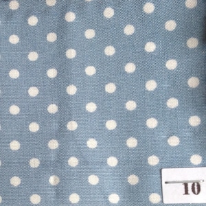 High quality cotton poplin, white polka dots on pigeon blue no10