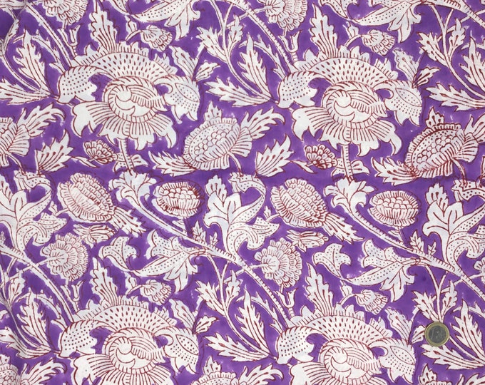 Indian block printed cotton muslin, hand made. December Jaipur blockprint