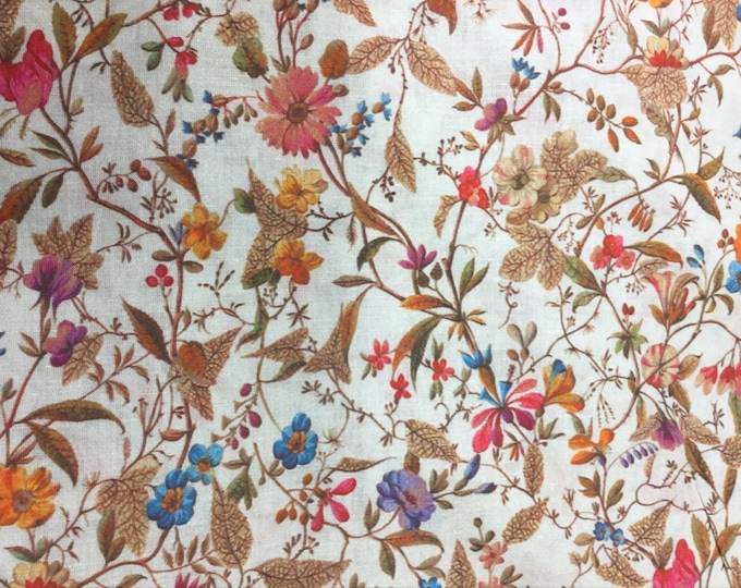 English Pima lawn cotton fabric, priced per 25cm. English floral on grey