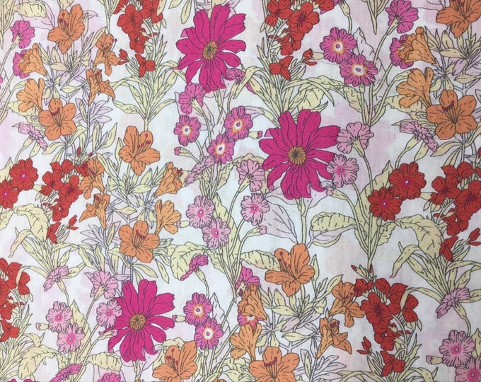 English Pima lawn cotton fabric, pink floral print
