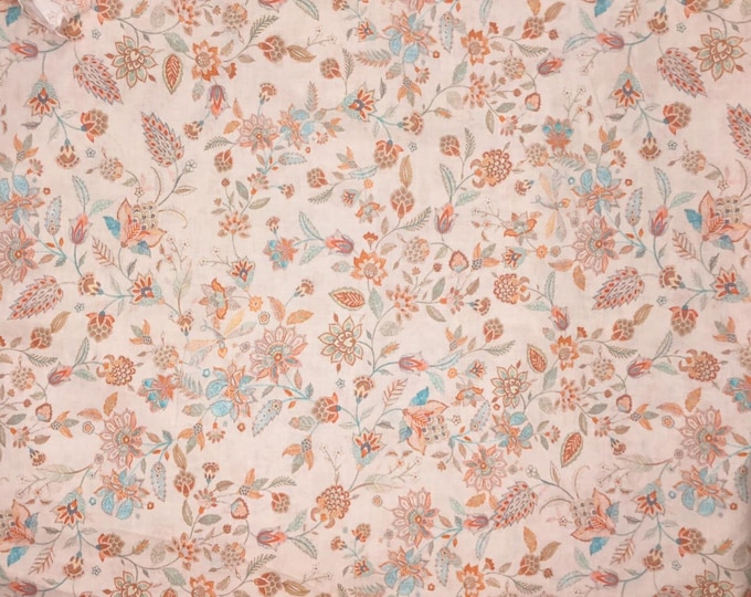 English Pima lawn cotton fabric, nude floral print