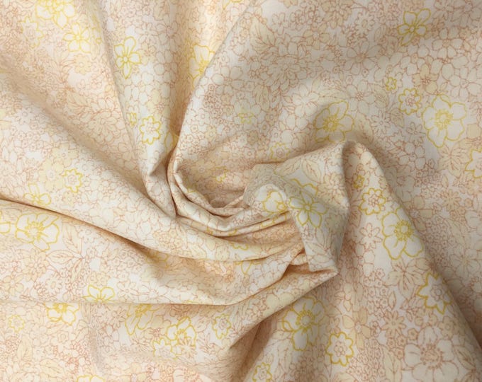 High quality cotton poplin, floral print on yellow