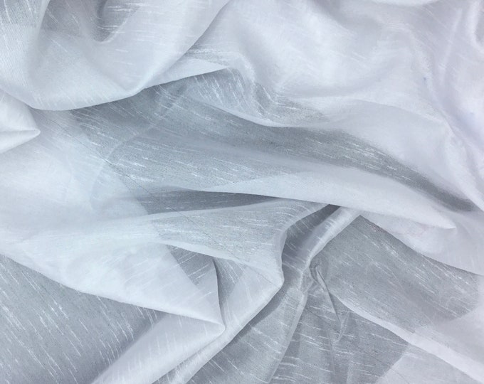 Sheer faux silk organza fabric, white